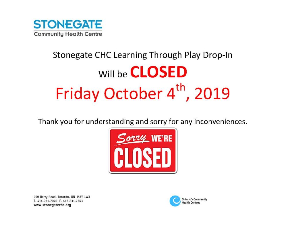 Learning Through Play Closed on Friday, October 4th 