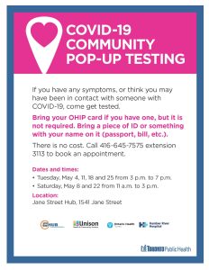 Covid pop up testing poster
