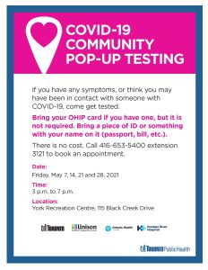 Covid pop up testing poster